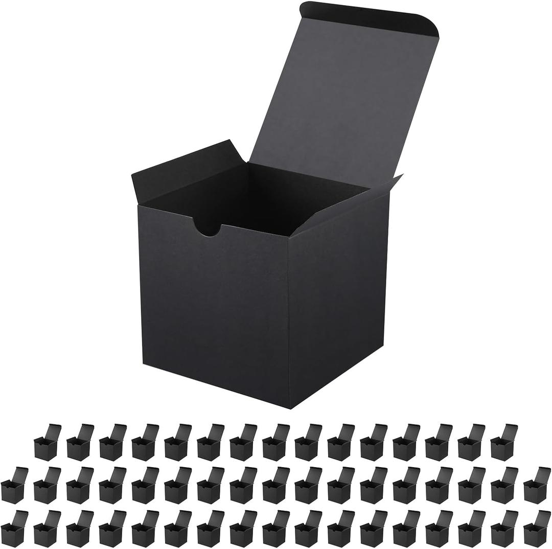 JINMING 50 Small Gift Boxes 3x3x3 Inches, Matte Black Gift Boxes Bulks for Mother's Day, Father's Day, Cupcake, Candy, Birthday, Groomsman Proposal Boxes for Light Gifts