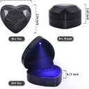Luxury LED Lighted Ring Box - Heart Shaped Elegant Starry Sky Ring Case for Wedding Rings, Perfect for Engagement, Proposal, Anniversary, Ceremony, and Gift Giving