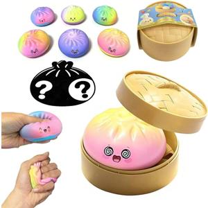 The squeezable Colorful Dumpling,Dumpling Squishies Random Color, Stress Relief for AdultsAnxiety ReliefFocus ImprovementDesktop Decoration(1PCS&Blind Box Version)