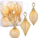 Christmas Ball Ornaments, 6pc Set Gold Rugby,Round Ball, Diamond Pendant Christmas Decorations Hanging,Suitable for Gifting Xmas Tree Decorations Wedding Party Holiday