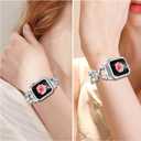 Mesime Compatible with Apple Watch Band 38mm 40mm 41mm 42mm 44mm 45mm 46mm, Women Bling Jewelry Bands with Tempered Glass Screen Protector Case, Shiny Strap for iWatch Series 11/10/9/8/7/6/5/4/3/2/1/SE (Silver)