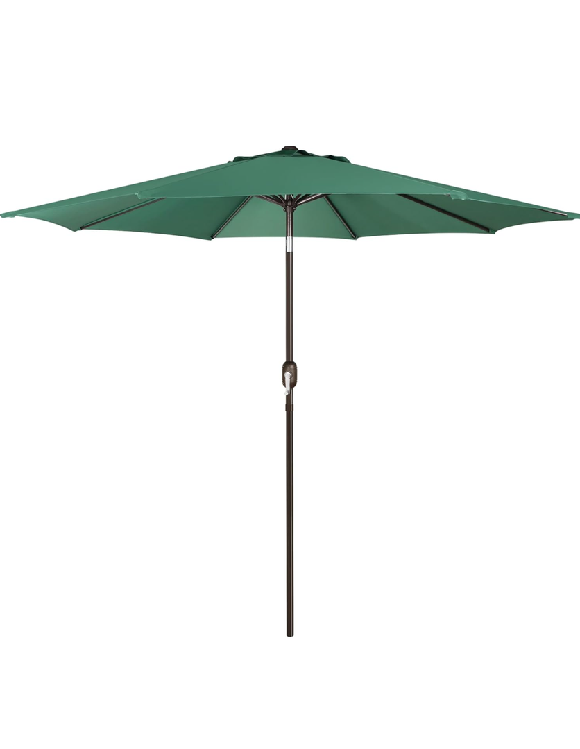 Blissun 9' Outdoor Patio Umbrella, Outdoor Table Umbrella, Yard Umbrella, Market Umbrella with 8 Sturdy Ribs, Push Button Tilt and Crank