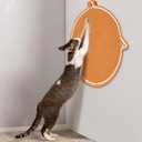 Cat Scratcher Mat, Natural Cotton Rope Cat Scratch Pad, 19.7 Round Horizontal Floor Cat Scratching Pads for Indoor Cats Grinding Claws Nails,Cat Furniture Protector (Blue with Ball)