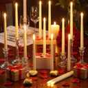 Funtery 48 Pcs Flameless LED Taper Candles Battery Operated Candles Bulk Realistic LED Candlesticks Flickering for Wedding Church Graduation Party Home Decor(Ivory, Classic Style)
