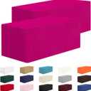 CXPSINC 2 Pack Fitted Table Clothes-96 x 30 Inch Rectangle Tablecloths for 8 Foot Tables, Washable Polyester 8FT Table Cover for Parties, Holiday Dinner, Wedding, Trade Show (8FT | 2 Pack, Fuchsia)