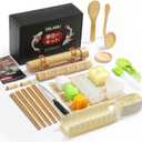 Delamu Sushi Making Kit 27 in 1 [Parent-Child] Sushi Kit, for Beginners/Pros Sushi Makers, with Bamboo Sushi Mats, Sushi Bazooka, Onigiri Mold, Rice Paddle, Sushi Knife, Guide Book & More