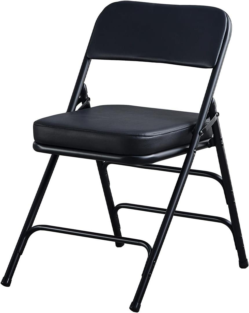 KAIHAOWIN Folding Chairs with Ultra Thick Padded Seat Foldable Chair Indoor Comfortable Metal Chairs with Soft Cushion Black, 18.11 inches x 18.11 inches x 30.71 inches