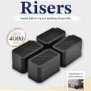 EclatBain Rectangle Bed Risers Furniture Risers Heavy-Duty Rectangular Adjustable Block Lift to 3 inches and 4.3 inches Desk, Sofa, Chair Legs, Support up to 4000 pounds BK-2