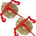 Chain Binder Kit 5/16in -3/8in Grade 70 and 5/16"10ft Chains Includes Ratchet Load Binders lbs Working Strength (2) Binders and (2) G70 5/16in Chains for Industrial Agricultural Towing Applications