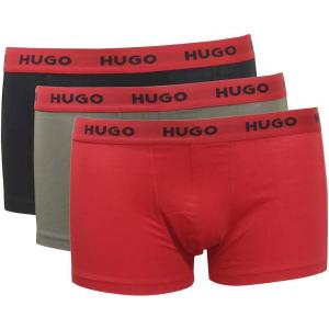 Hugo Boss Men's Stretch Cotton Trunk Underwear 3-Pack , Gray, Red, Black M