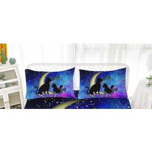 Pillow Case, Cats and Butterfly, Blue, Black, 2 Pack, 28×20"