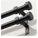 Curtain Rods 2 Pack 36-45 Inch, Black 1 Inch Adjustable Heavy Duty Curtain Rods for Windows, Decorative Modern Window Treatment Rod, Splicing Metal Drapery Pole, Easy Installation
