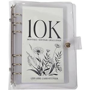 Pack of 2 12-Month 200 Envelopes Money Saving Challenge Binder, 10k Dollars Money Saving Challenge Book, Loose Leaf Savings Book Challenge Envelope Savings Book (10K)