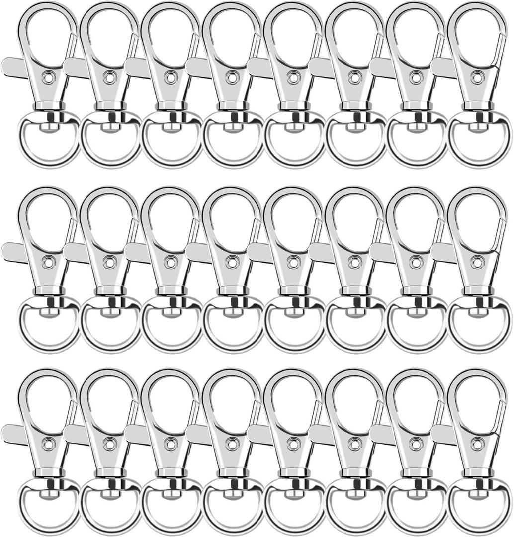 AUGSUN Metal Swivel Clasps Lanyard Snap Hook - 120pcs Lobster Claw Clasp for Keychain Crafts (Silver)