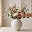 Vintage Stone Textured Ceramic Vase, Minimalist White Flower Vase, Rustic Decorative Centerpiece for Farmhouse, Living Room, Shelf, Dining Table Home Decor,Small-Sized (White Texture 6.3'' Tall)