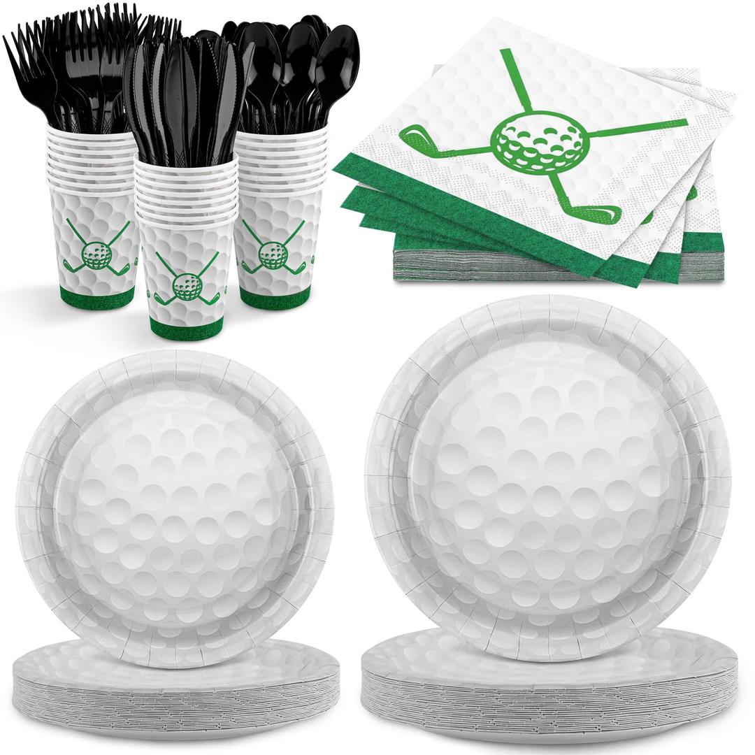 Golf Party Decorations Including Golf Paper Plates Napkins and Cups Disposable Tableware Set for Golf Sports Theme Party Supplies