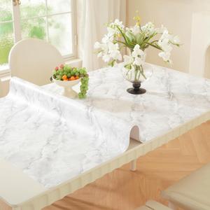 OstepDecor Marble-Look Table Protector 30 x 60 in, Waterproof PVC Desk Mat | Waterproof & Oil-Resistant, Silky-Smooth Surface, Easy to Clean, for Dining Tables, Vanities, Nightstands & Countertops