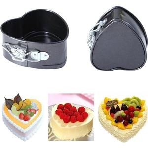 TXIN Love Heart Shape Springform Pan, Mini 4 Inches Non-Stick Carbon Steel Cake Pan Tin Mold Baking Cheese Bread Jelly Tray, Set of 2