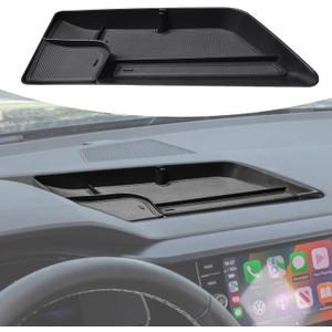 TACOBRO Interior Dashboard Storage Compatible with Volkswagen Taos 2022 2023 2024 Accessories, Taos Dash Mounted Organizer Tissue Holder Tray Box ABS Black