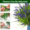 20 Bundles Artificial Plants Outdoor, UV Resistant Fake Flowers Realistic Faux Lavender Shrubs for Porch Garden Window Box Home Decoration (Purple)