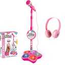 Kids Karaoke Microphone with Adjustable Stand,Standing Mic for Portable Singing, Retractable Headset for Music Sing-along,Flashing Stage Light Base for Aged 3-6 Boys Girls Pink