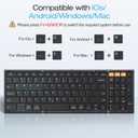 OMOTON Foldable Bluetooth Keyboard Supports Up to 3 Devices, Rechargeable Wireless for iPad iOS Android Tablet MacOS Windows Laptop PC, Full Size Folding Travel Keyboard, Black