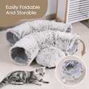 Cat Tunnel Bed for Indoor Cats, Peekaboo Cat Cave with Washable Soft Play Mat, Furry Cat Tube, for Kitten/Puppy/Rabbit, Brown