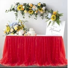 ALBASSA Tulle Tutu Table Skirt, Red