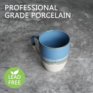 Bosmarlin Large Ceramic Coffee Mug Set of 2, Stoneware Jumbo Latte Mugs for Office and Home, 16 Oz, Dishwasher and Microwave Safe(Blue, 2)