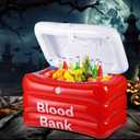 1 Pcs Halloween Inflatable Cooler Blood Bank Cooler Hospital Themed Blood Bags Container for Beverage Snacks Halloween Party Outdoor Events Zombie Vampire Party Decoration
