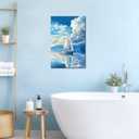 Ocean Canvas Wall Art Sea Sailboat Picture Prints Abstract Seascape Paintings for Living Room Bedroom Office Bathroom Decor Framed(Ocean-5,16.00" x 24.00")