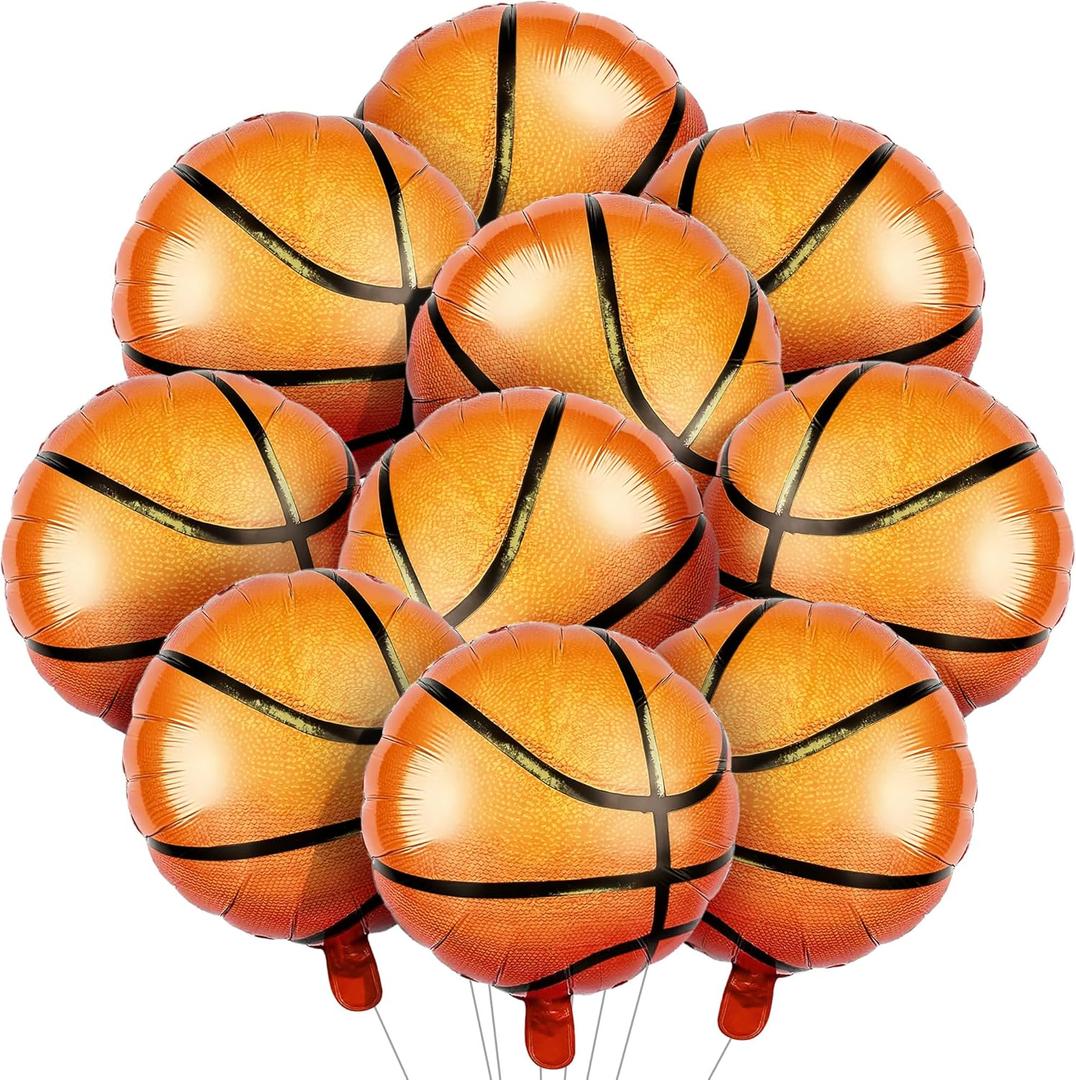 10PCS Basketball Balloons 18 InchBasketball Balloon Garland Kit for Sports Theme Birthday Party & Game Day Decorations