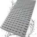 Shower Mat Non Slip Bathtub Mat with Suction Cups and Drain Holes 27.5 x15.7 Inch Bath Mat for Tub & Shower.Easy Dry,Easy to Cut,Eco-Friendly (Gray)