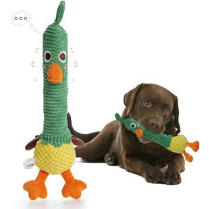 Nocciola 2 in 1 Duck Dog Toy with a Large Rubber Squeaker - Durable Stuffed Squeaky Crinkle Chew Toys for Aggressive Chewers, Medium and Large Breeds