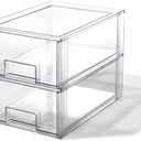 BINO | Stackable Storage Drawers, Large - 2 Pack, Clear | THE CRATE COLLECTION | Storage Bins With Drawers Bathroom Organizers and Storage Organization and Storage Under Sink Organizer Vanity Cabinet