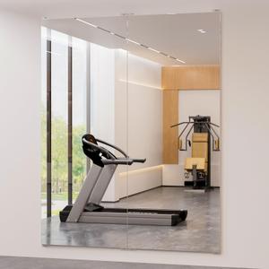 BRIVUE Gym Mirror - 60" x 48" (2PCS of 60" x 24") Frameless Wall Mirrors, Easy Installation Unbreakable Non-Glass Nanomirror, Ideal for Dance, Yoga, Workout, Home Gym, Rehearse, Pilates, Kids Room