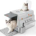 Soulbond XXXL Stainless Steel Litter Box with Lid, 27.5" L x 19.7" W x 16.5" H Large Covered Metal Jumbo Cat Litter Box Enclosed for Large and Multi-Cat Families, Easy to Clean