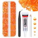 qiipii Neon Orange AB Resin Rhinestones w B7000 Jewelry Glue for Bedazzling Crafting Flatback Jelly Stones SS6 SS10 SS16 SS20 SS30 Diamonds Gems Charms for Nails Face Eyes Makeup Tumblers Crafts Shoes