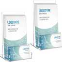 2-Pack Acrylic Brochure Holder 4 , Clear Brochure Display Stand with Acrylic Business Card Holder Plastic Flyer Display Stand for Magazine, Pamphlet, Booklets, Menu, Journals, Literature