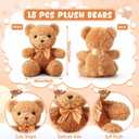 HyDren 18 Pcs Bear Stuffed Animals Bulk 12 Inch Soft Plush Bears Doll with Bows Small Stuffed Toy for Girl Boy Baby Shower Christmas Valentine Birthday Decor Gift Party Favors (Light Brown)