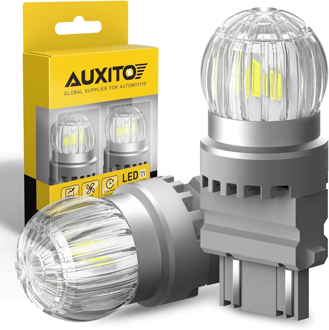 AUXITO 3157 LED Bulb White, Reverse Light 3156 3056 3057 4157 3047 4057 3457 4114 Super Bright for Backup Lights Tail DRL Brake Signal Parking Lights, Pack of 2