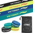 Victorem Pull Up Assistance Bands Set - Set of 4 Long Fabric Resistance Bands for Home - Sturdy Stretchy Equipment for Home Exercise and Stretching - Perfect for Fitness with Bag and Workout Guide