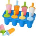 Miaowoof Silicone Popsicles Molds for Toddlers, 8-Cavity Non-BPA Premium Silicone Small Popsicle Molds, Ice Pop Mold with 8 Colorful Reusable Sticks for Kids (Blue)