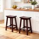 PayLessHere Bar Stools Set of 2, Wooden Saddle Stools 24 Inch Heigh, Bar Chairs Seat with Footrests and Industrial, Kitchen Counter Stools for Restaurant, Bistro Bar and Home Dining