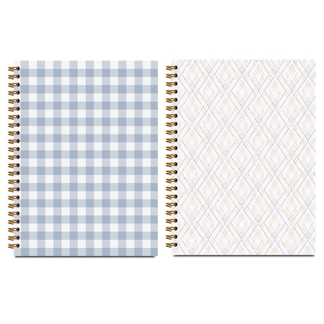 SDFBFVSA 2 Pcs Spiral Journal Notebook, Cute Spiral Notebooks for Women Girls Friend, 160 Pages Trendy Hardcover Journal Notebook for Writing Travel Business Home Office Aesthetic Notebooks Plaid