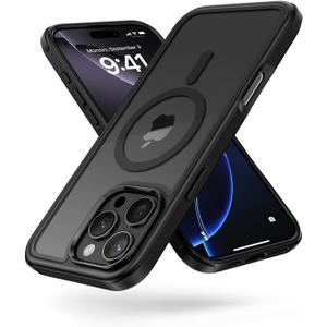 Mobnano for iPhone 16 Pro Case, Compatible with MagSafe, Crystal Clear Case with Magnetic Ring, Multicolor Protective Shockproof Bumpers, Not Yellowing Slim Cover for Men Women - Black