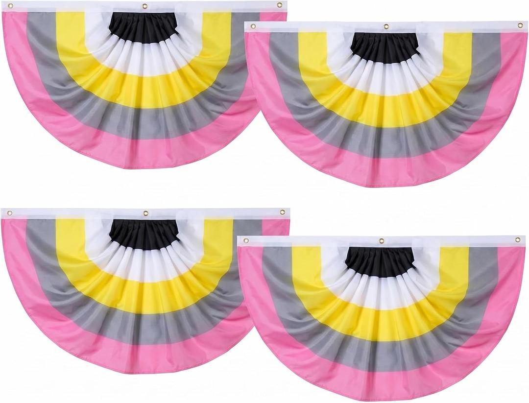 4 Pcs Easter Pleated Fan Flag Bunting Outdoor Spring Hanging Banner with 3 Reinforced Grommet for Home Indoor Outdoor Party Holiday Yard Garden Decor (2 x 4 ft,Light Colors)
