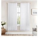 Pure White Curtains Panels 63 Inch Length for Back Tab Semi Sheer, Linen Textured Drapes Rod Pocket 2 Panels Set,White Boho Farmhouse Cotton Textured Gauze Curtain for Bedroom/Living Room/Kids Room