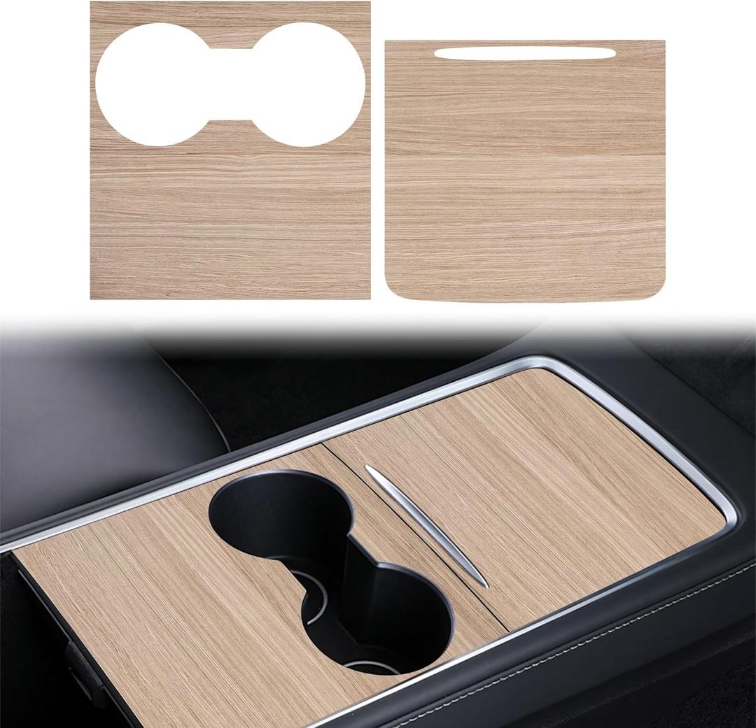 Center Console Wrap Wooden for Tesla Model 3/Y 2021-2025,Console Cover for Tesla Interior Decor Accessories(Not for M3 Highland/My Juniper)
