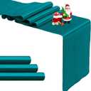 4-Pack Peacock Blue Satin Table Runner 12 x 108 Inch Long Bright and Smooth Silk Fabric Table Runner for Wedding Banquet Birthday Party Decoration